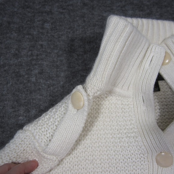 Talbots Cardigan L Ivory Lambswool Angora Soft Textured Knit Mock Neck‎ Preppy - Picture 6 of 10